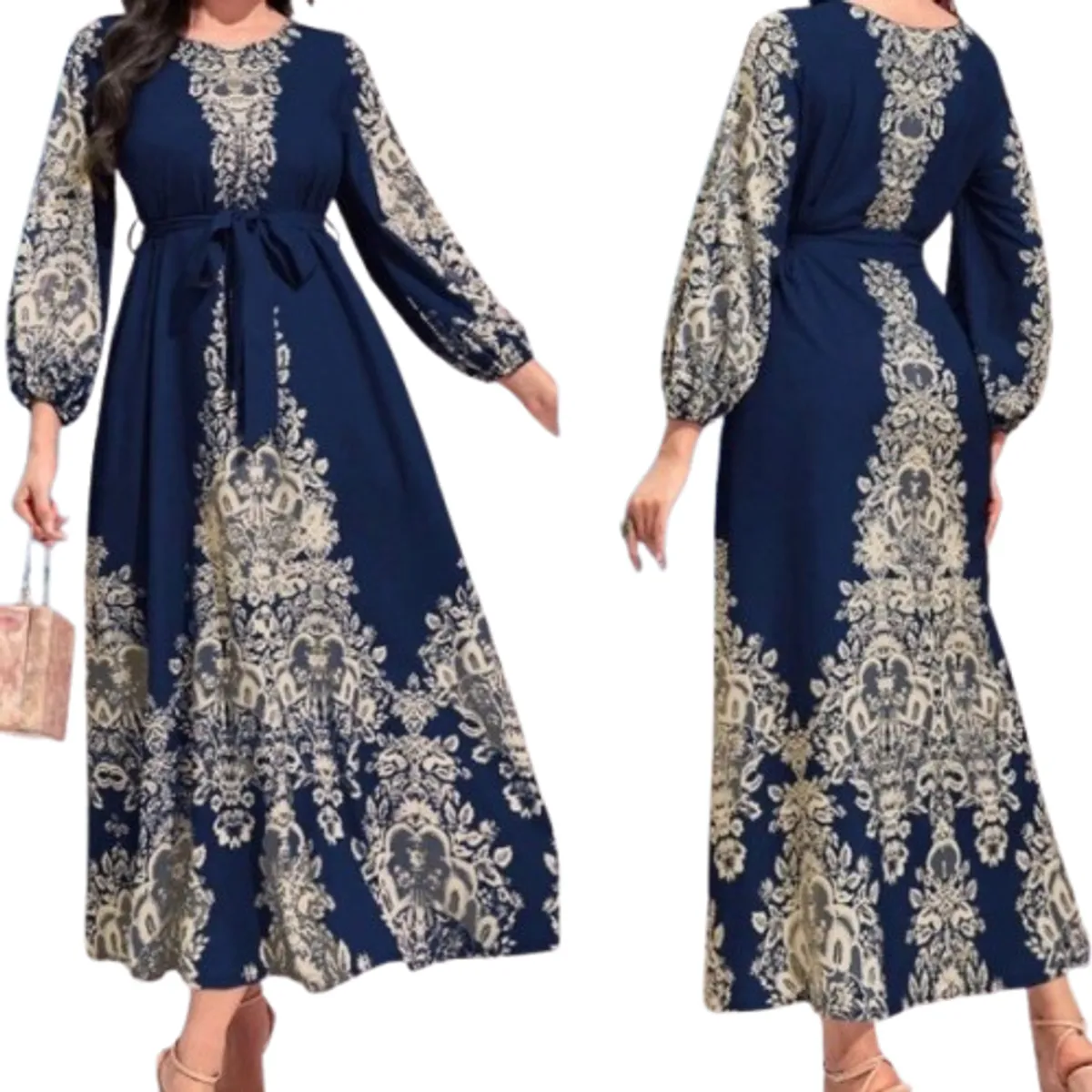 GENERICO - Vestido Talla S M Azul manga burbuja