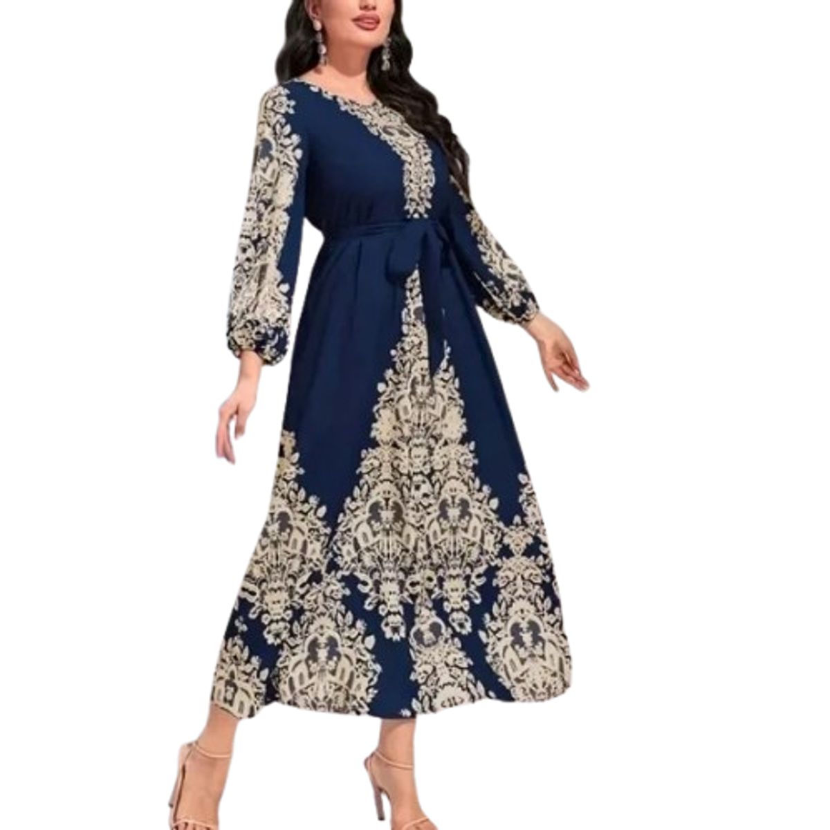 GENERICO - Vestido Talla S M Azul manga burbuja