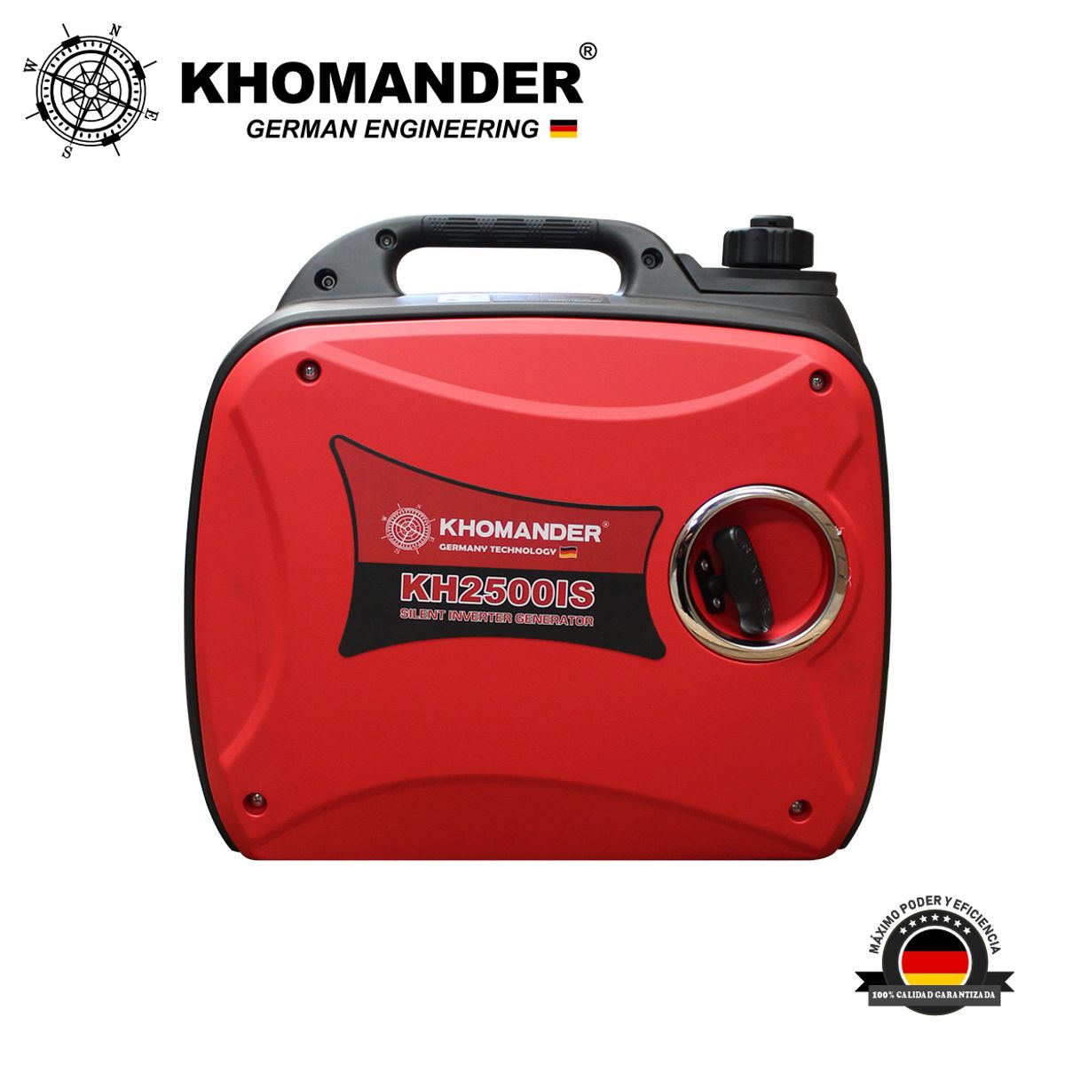 KHOMANDER - GENERADOR INVERTER INVERSOR GASOLINERO SILENCIOSO 2500 W ROJO - KHOMANDER