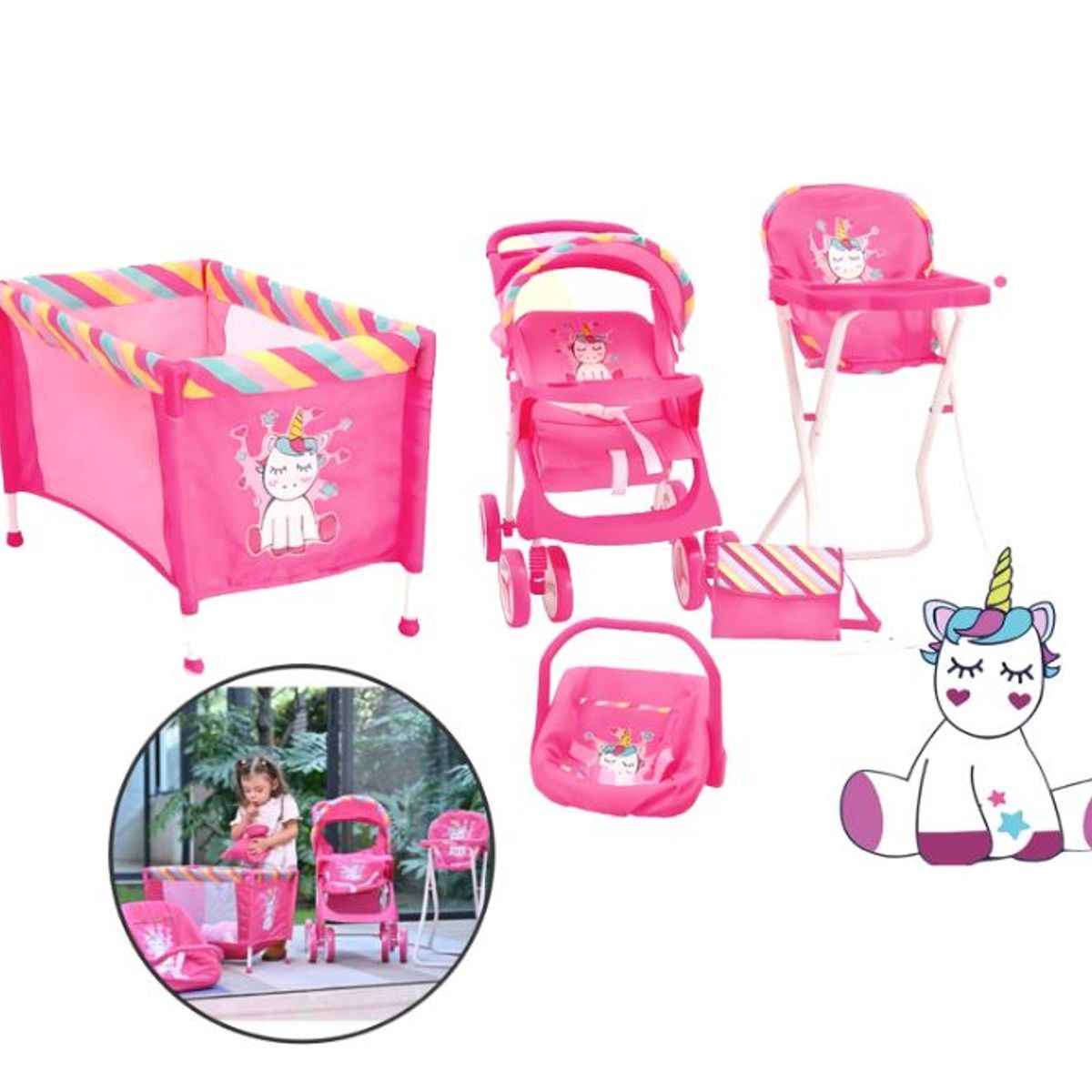 GENERICO - Set de Juego Muñecas Unicornio 5 Piezas