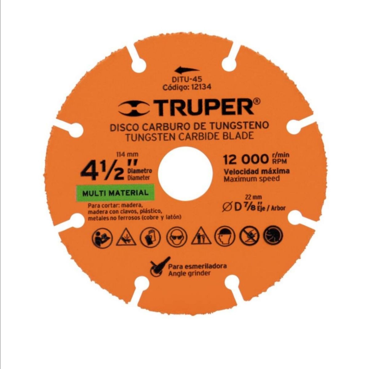 TRUPER - Disco de corte 4 1/2 multimaterial de carburo de tungsteno TRUPER