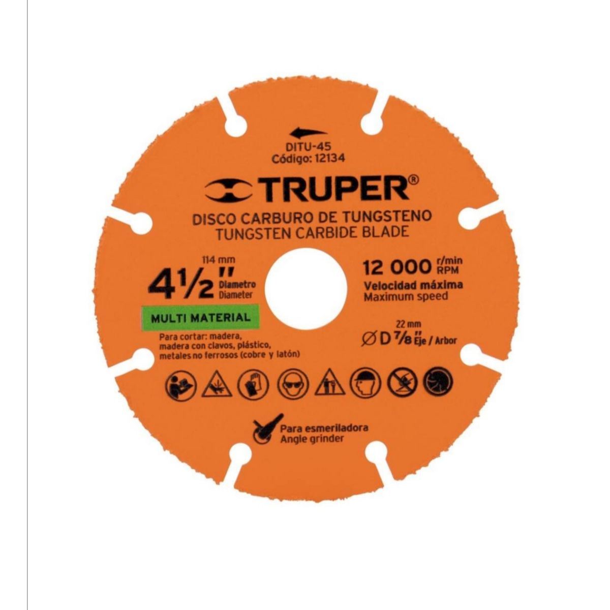 TRUPER - Disco de corte 4 1/2 multimaterial de carburo de tungsteno TRUPER
