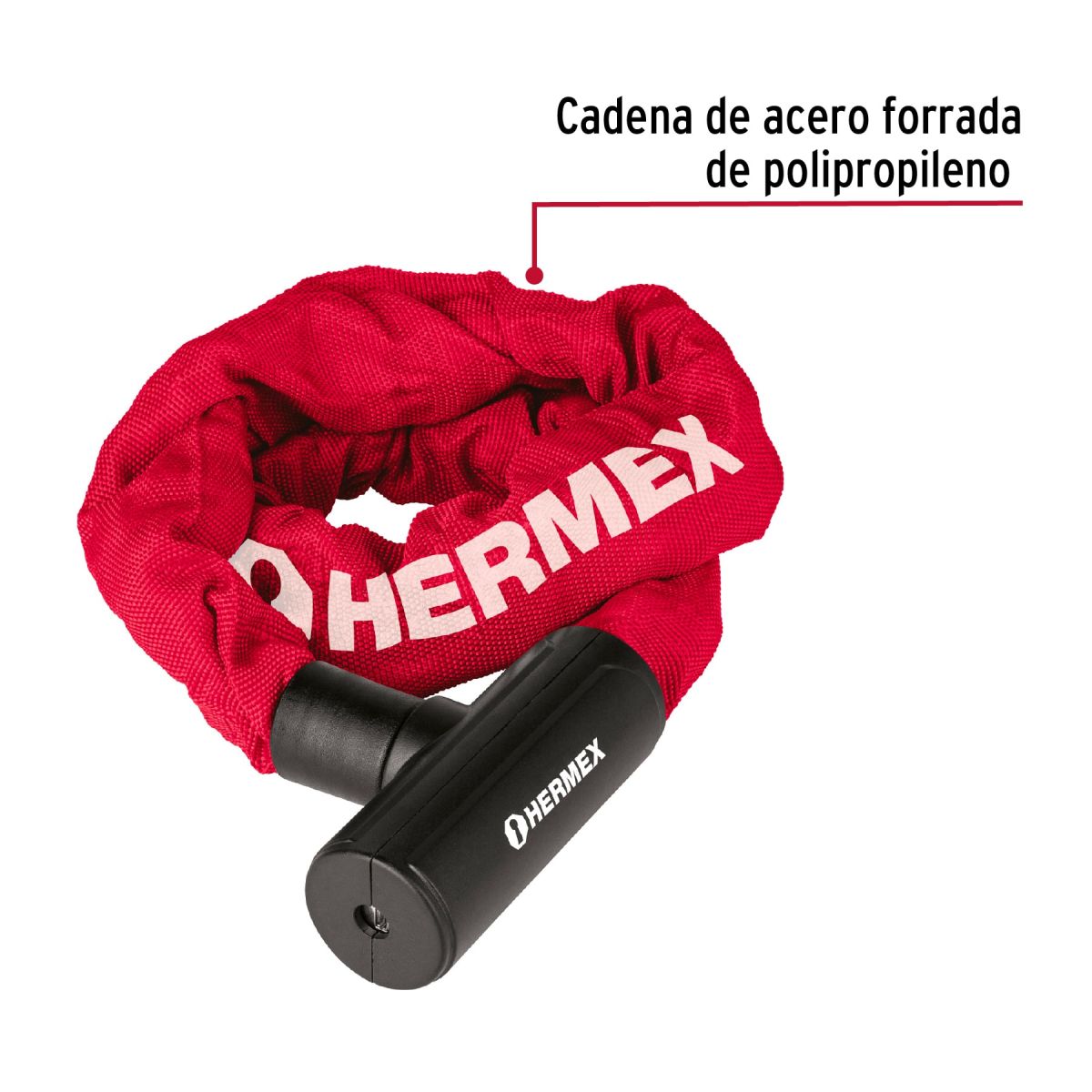 HERMEX - Candado con cadena forrada de 10 mm, HERMEX