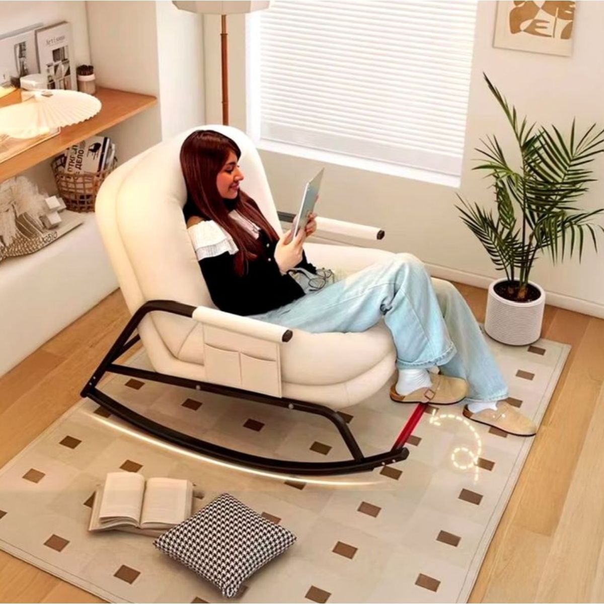 GENERICO - SILLA SILLÓN MECEDORA SOFÁ RECLINABLE PLEGABLE SALA TERRAZA JARDÍN ARENA