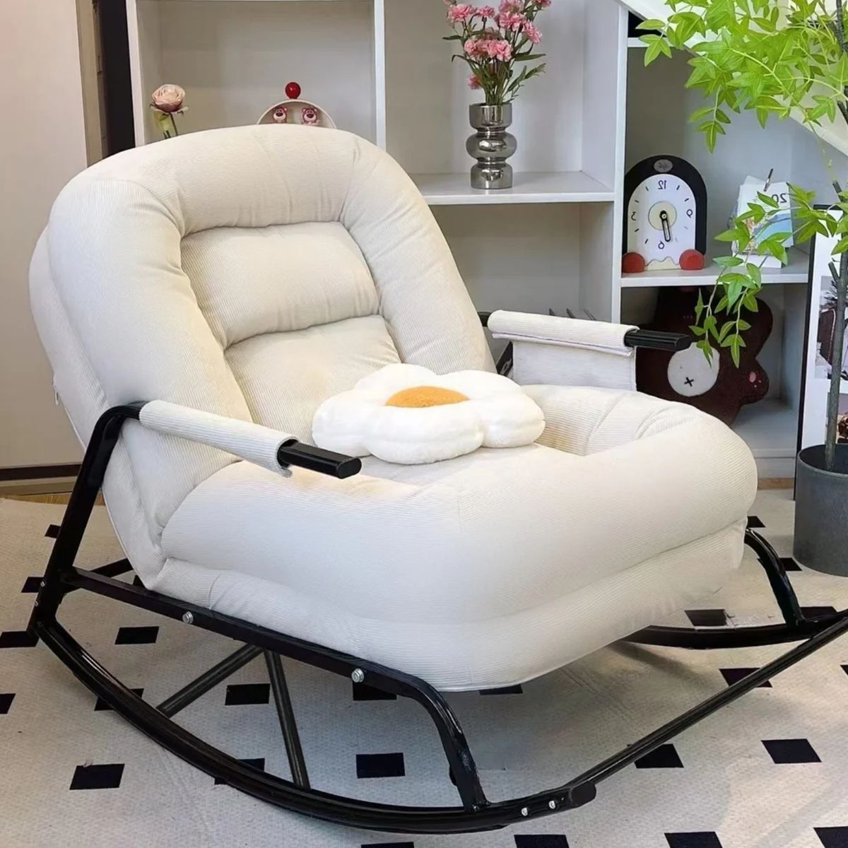 GENERICO - SILLA SILLÓN MECEDORA SOFÁ RECLINABLE PLEGABLE SALA TERRAZA JARDÍN ARENA