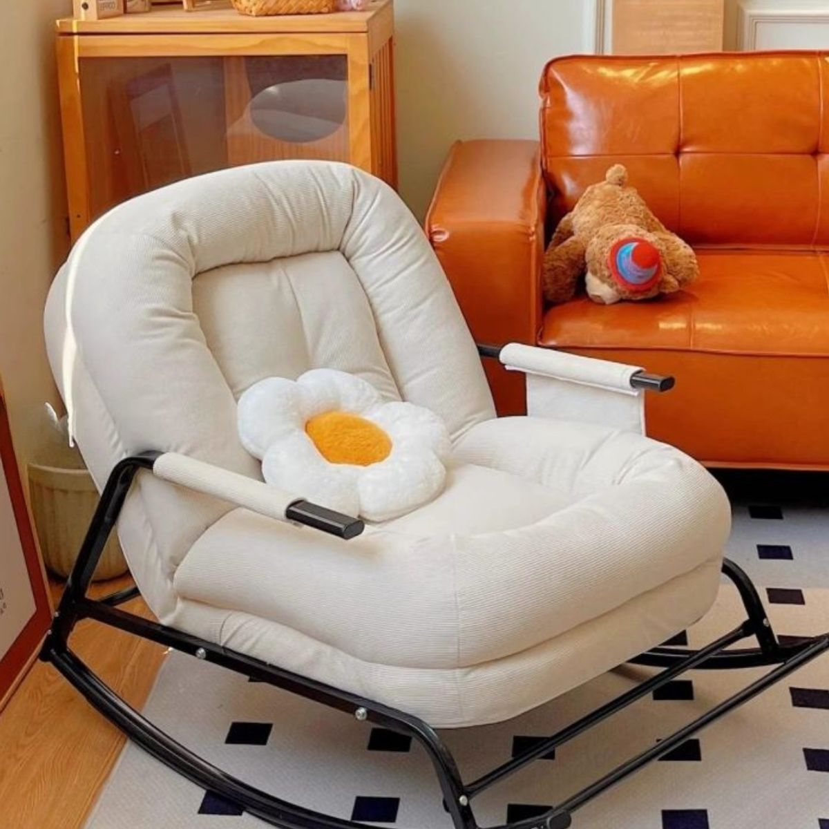 GENERICO - SILLA SILLÓN MECEDORA SOFÁ RECLINABLE PLEGABLE SALA TERRAZA JARDÍN ARENA