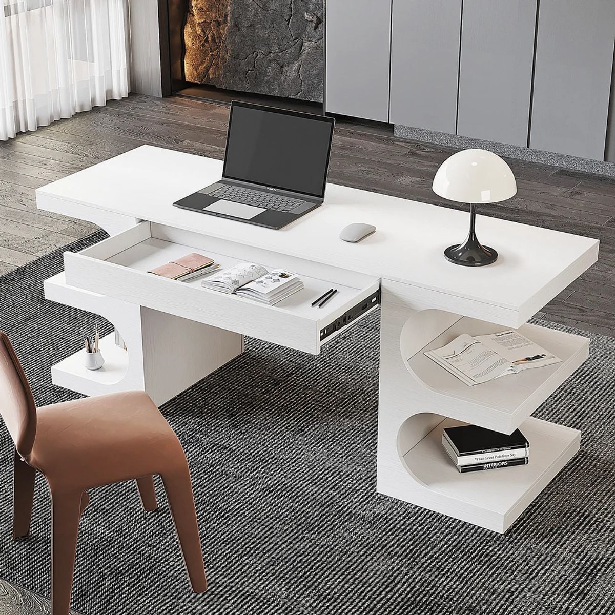 R&R MUEBLES - Escritorio Moderno Farma Blanco R&R MUEBLES