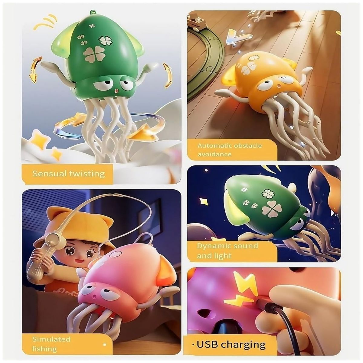 GENERICO - Juguete Sensorial Pulpo Musical Bailarín con Luces Recargable Bebé Niña