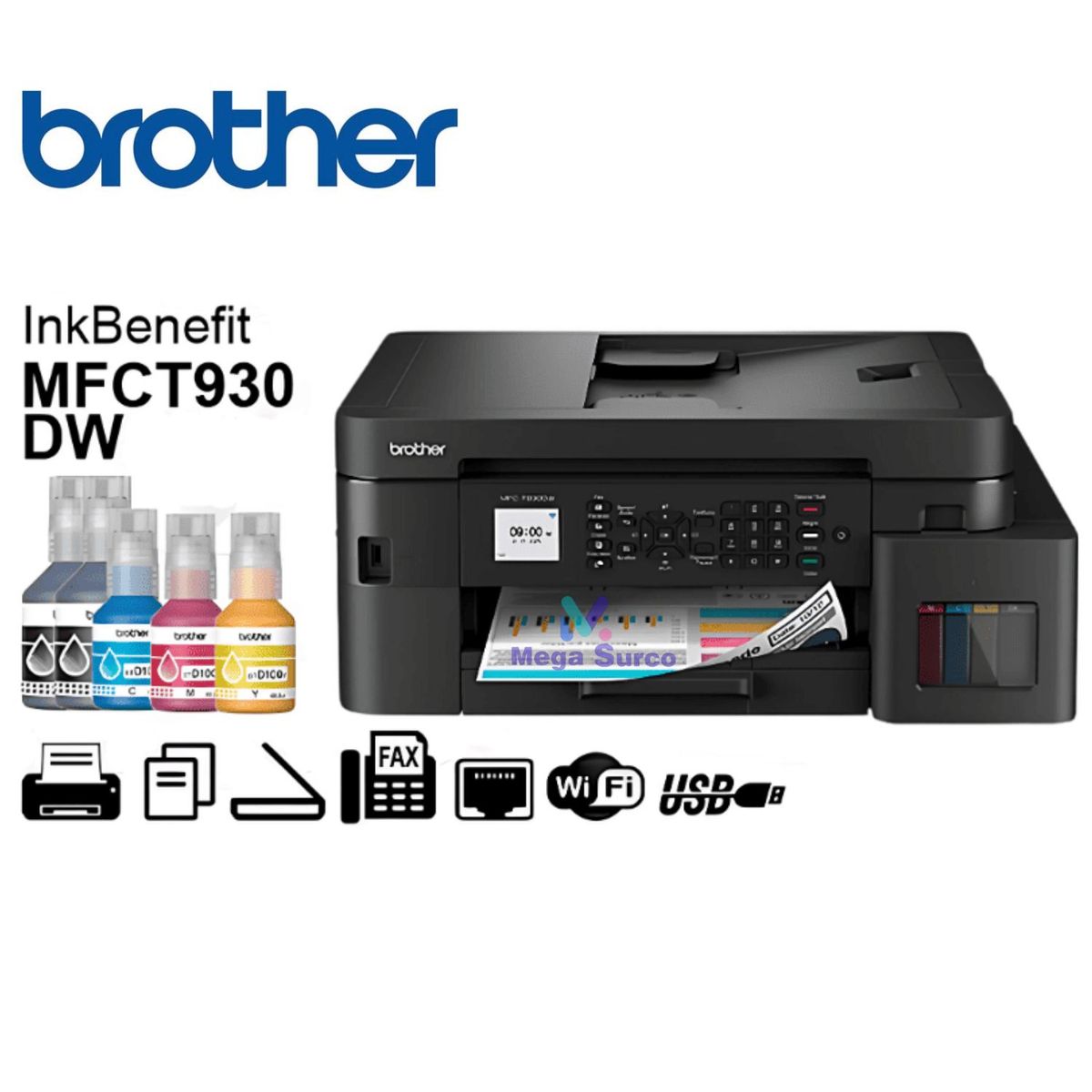BROTHER - IMPRESORA MULTIFUNCIONAL BROTHER MFC-T930DW WIRELESS  RED  DUPLEX