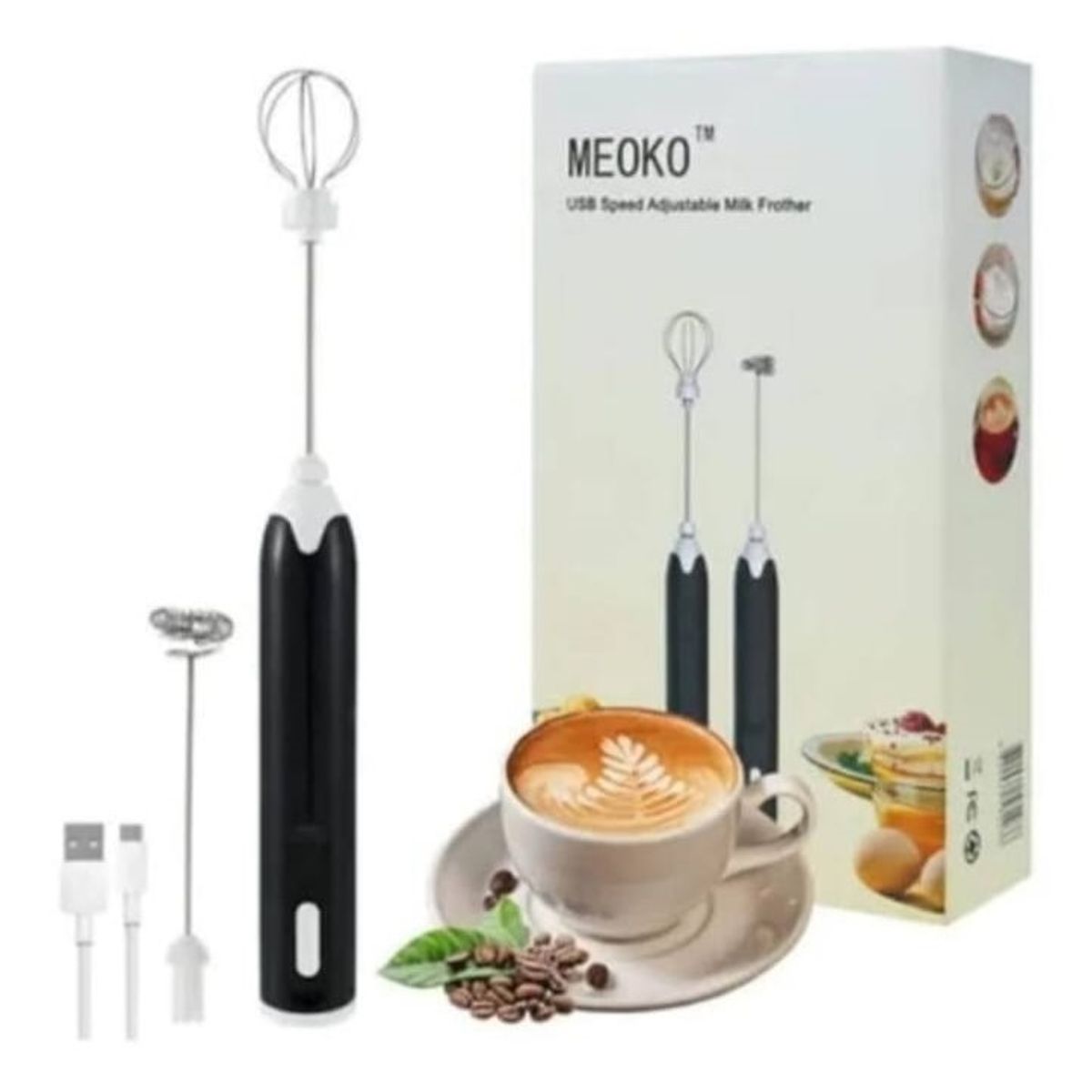 GENERICO - Mini Batidora Espumadora Electrica Recargable para Capuchino