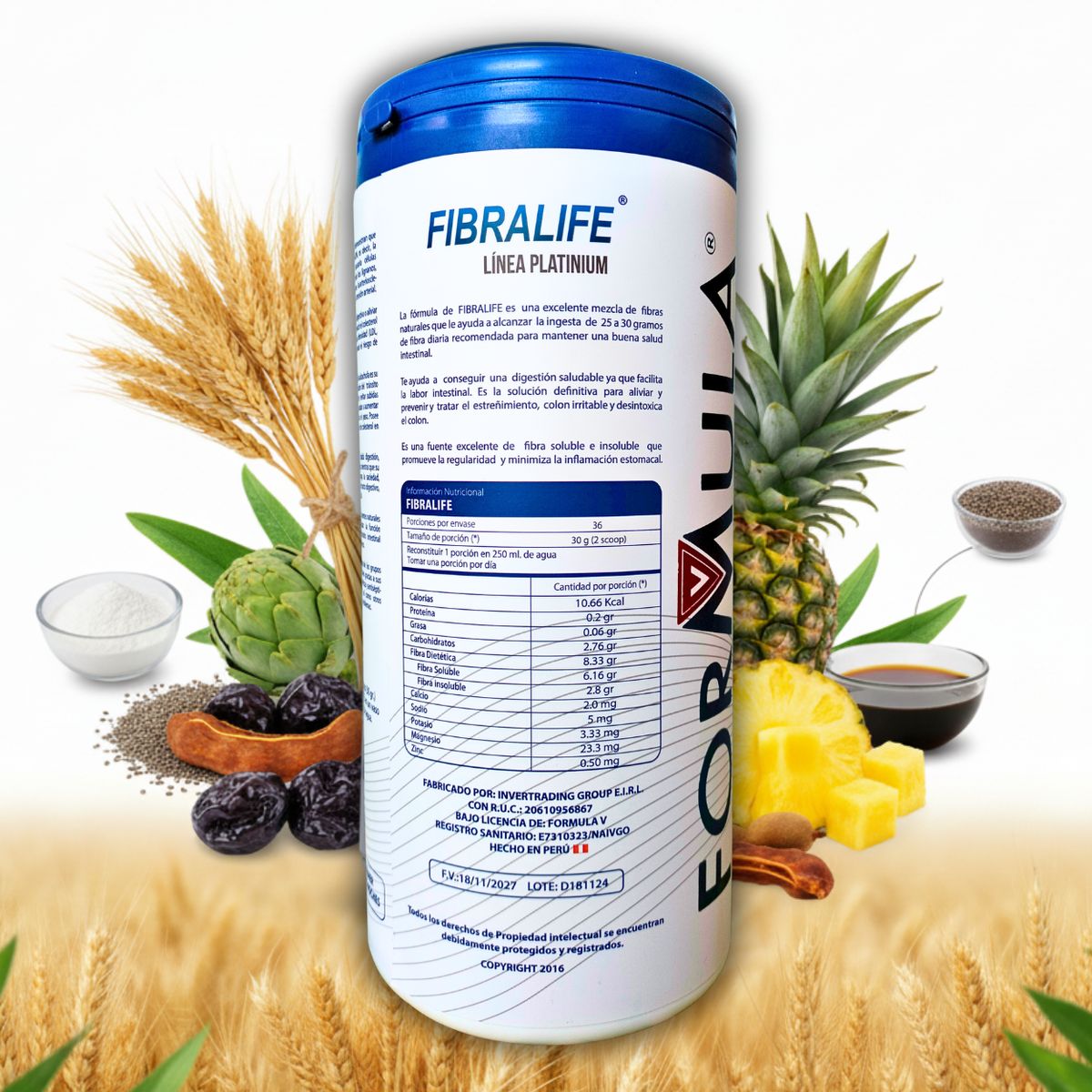 GENERICO - FIBRA NATURAL EN POLVO PARA ESTREÑIMIENTO CON NONI CHIÍA Y LINAZA 1KILO 100GR FIBRALIFE