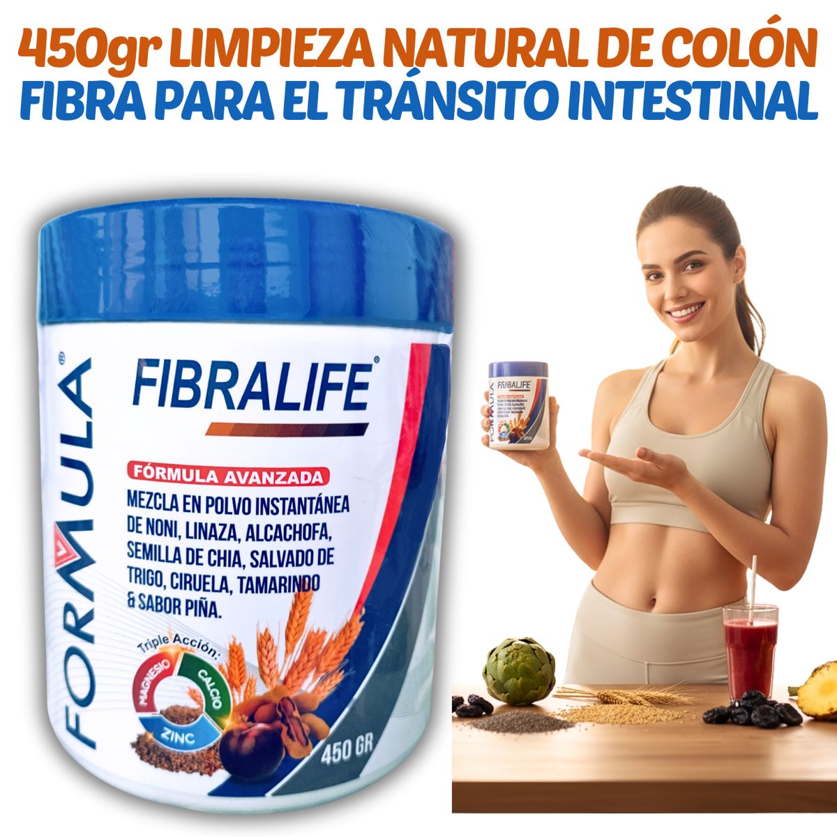 GENERICO - FIBRA NATURAL EN POLVO - SUPLEMENTO LIMPIEZA DIGESTIVO NATURAL 450 GR FIBRALIFE