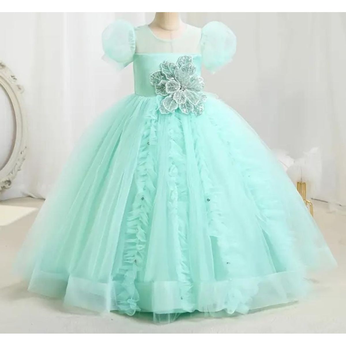 GENERICO - Vestido Princesa Niña Verde Agua Talla 10