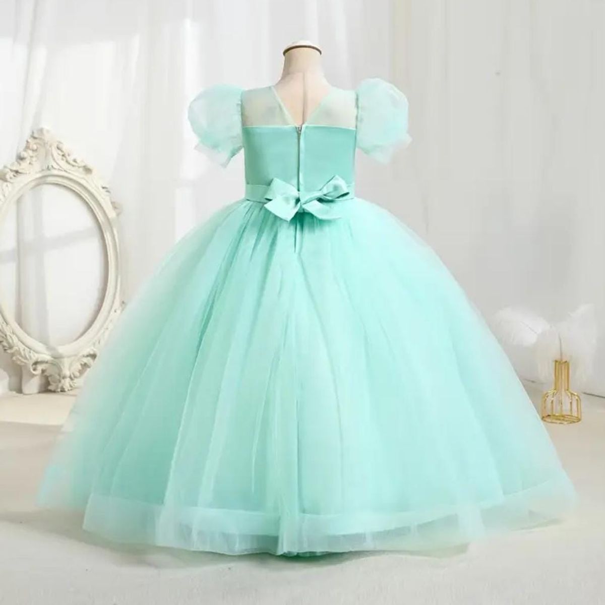 GENERICO - Vestido Princesa Niña Verde Agua Talla 10