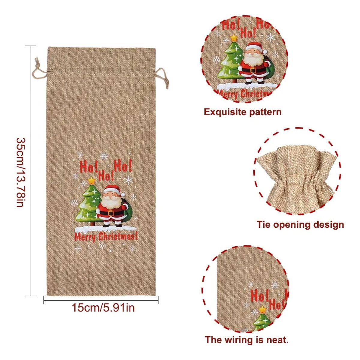 EVERSO - Bolsas De Regalos Navidad Para Botellas De Vino 12 Unidades 6 Rojo Y 6 Marrón