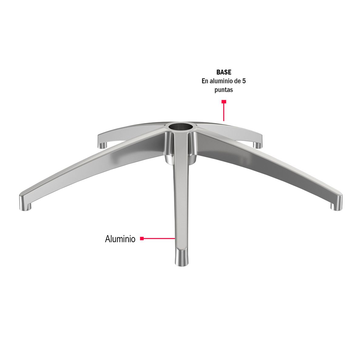 OFIDEAS - Base Aspa Araña De Silla Giratoria Aluminio 64 Cm Ofideas