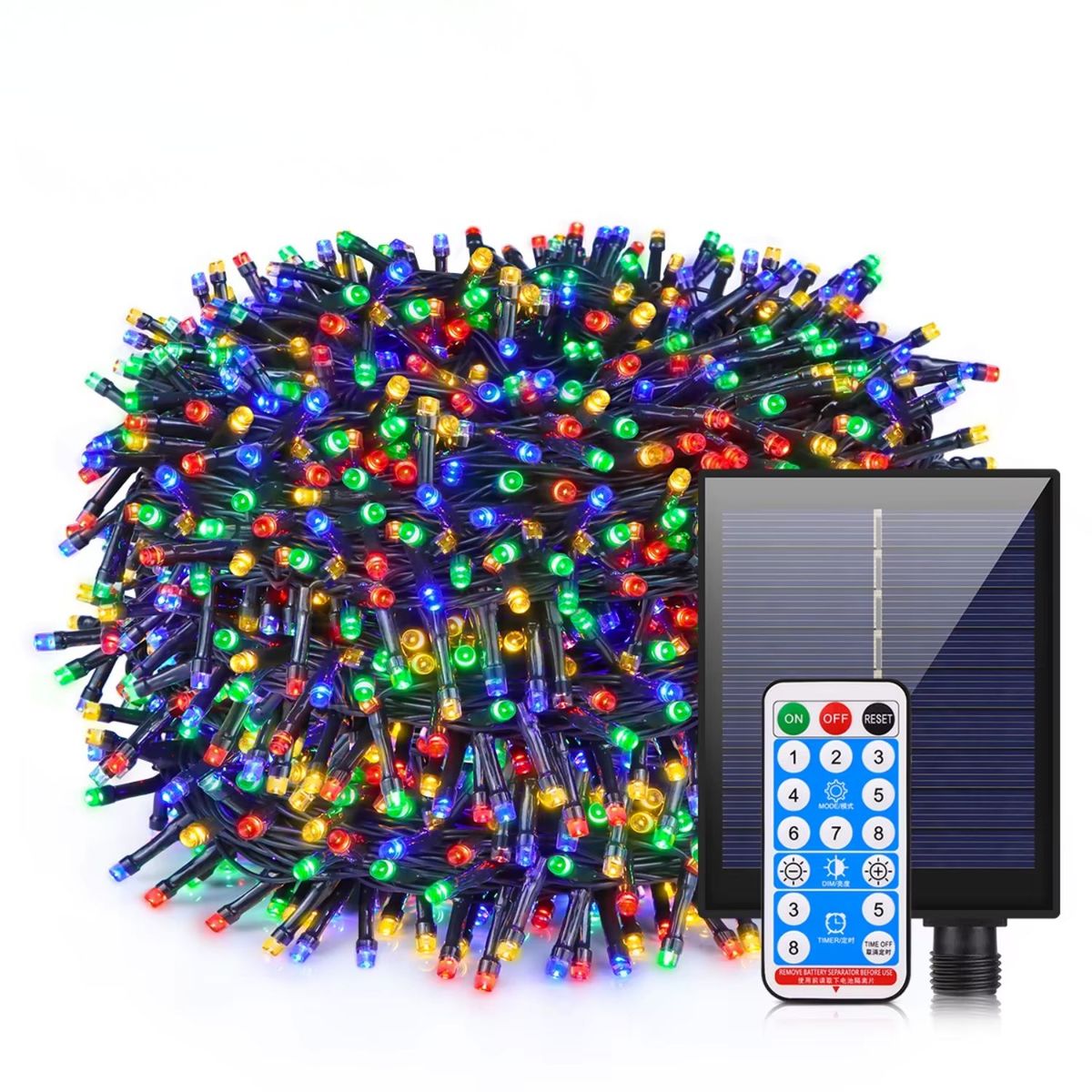 ARTEZA - Luces Navideñas Solares 20 Metros 300 LED Exterior Impermeable + Control Remoto