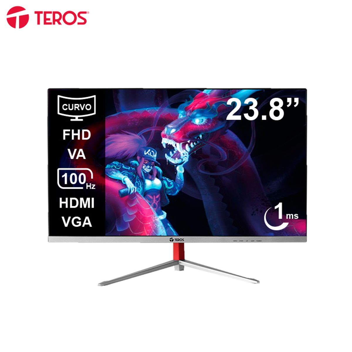 TEROS - MONITOR CURVO TEROS TE-2402S 23.8 FHD VA 100Hz NEGRO