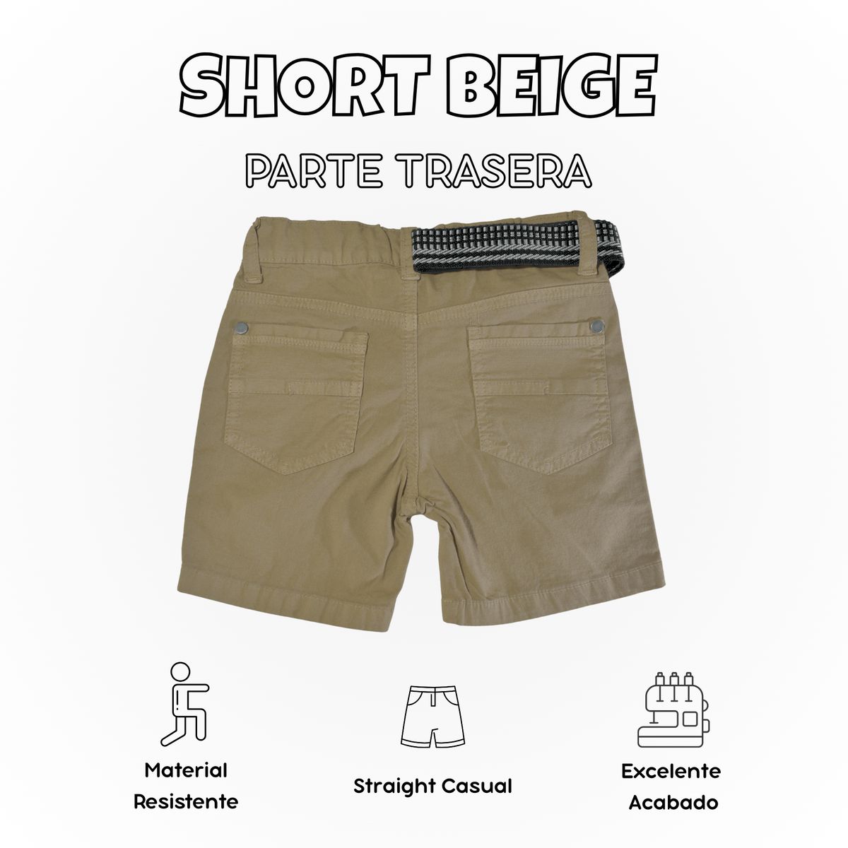 YONISTERS CLOTHING - Short Niño Casual Algodón Drill Tafeta Beige Yonister Clothing