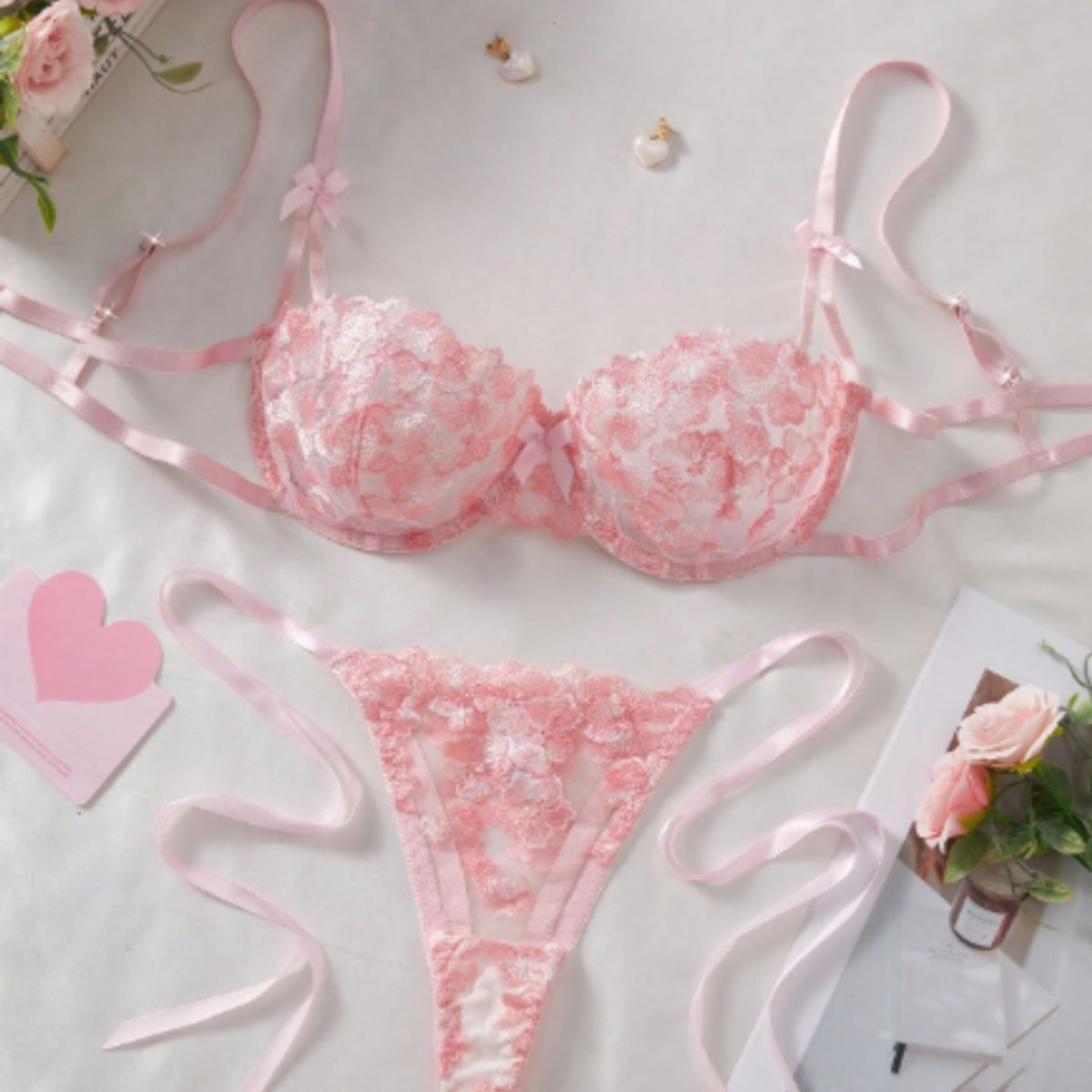 GENERICO - Set de Lencería rosado para mujer S - IVANA