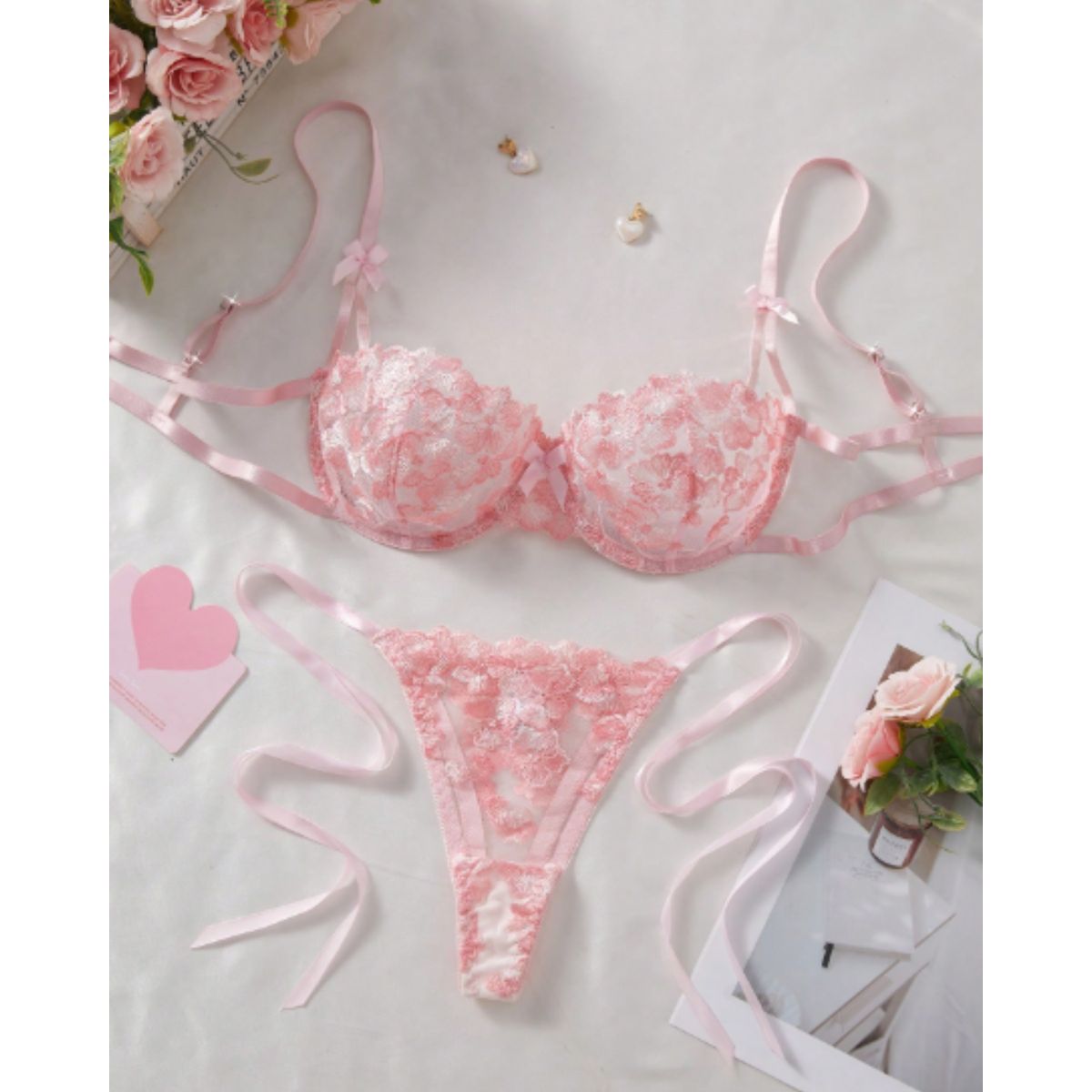 GENERICO - Set de Lencería rosado para mujer S - IVANA