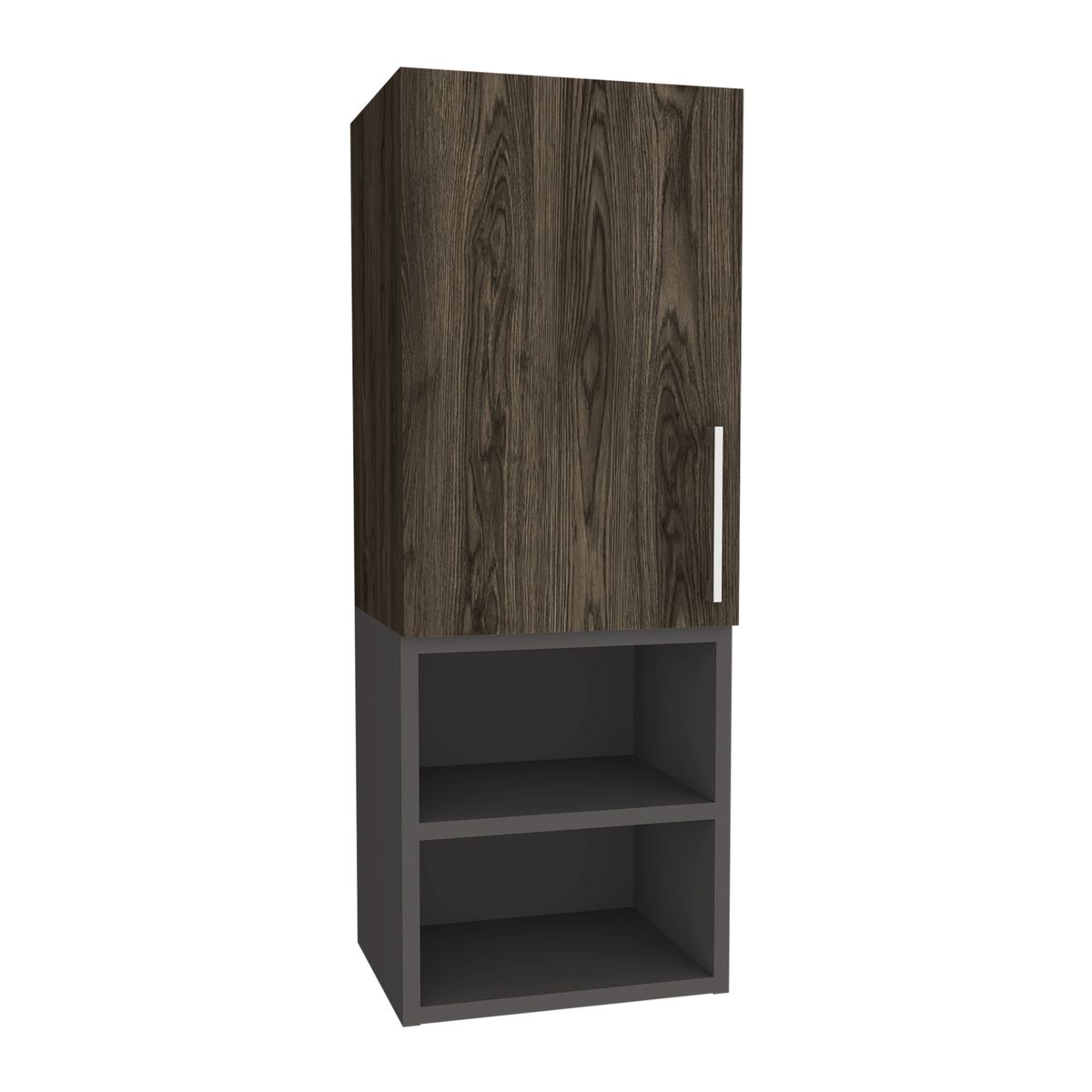 FMFURNITURE - Mueble De Baño Mural 1 Puerta Café Oscuro Y Gris
