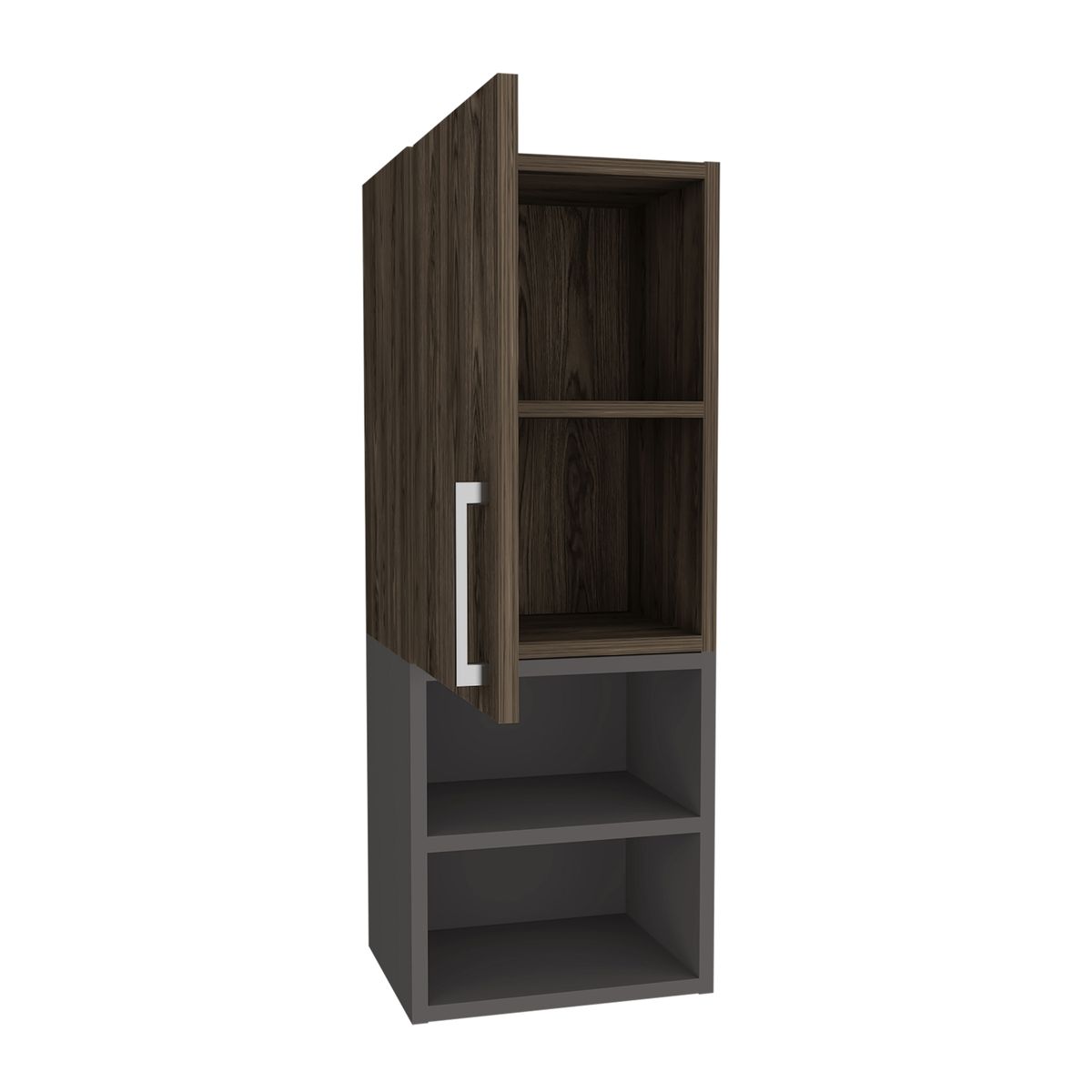 FMFURNITURE - Mueble De Baño Mural 1 Puerta Café Oscuro Y Gris