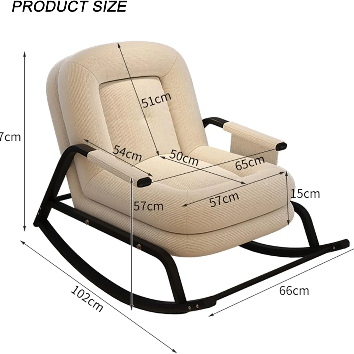 GENERICO - SILLA SILLÓN MECEDORA SOFÁ RECLINABLE PLEGABLE SALA TERRAZA JARDÍN CAMEL