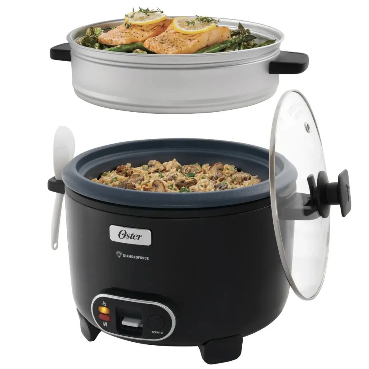 Olla Arrocera Oster Negro  DiamondForce 15 Tazas CKSTRC15DFBLK, marca OSTER - Foto 2