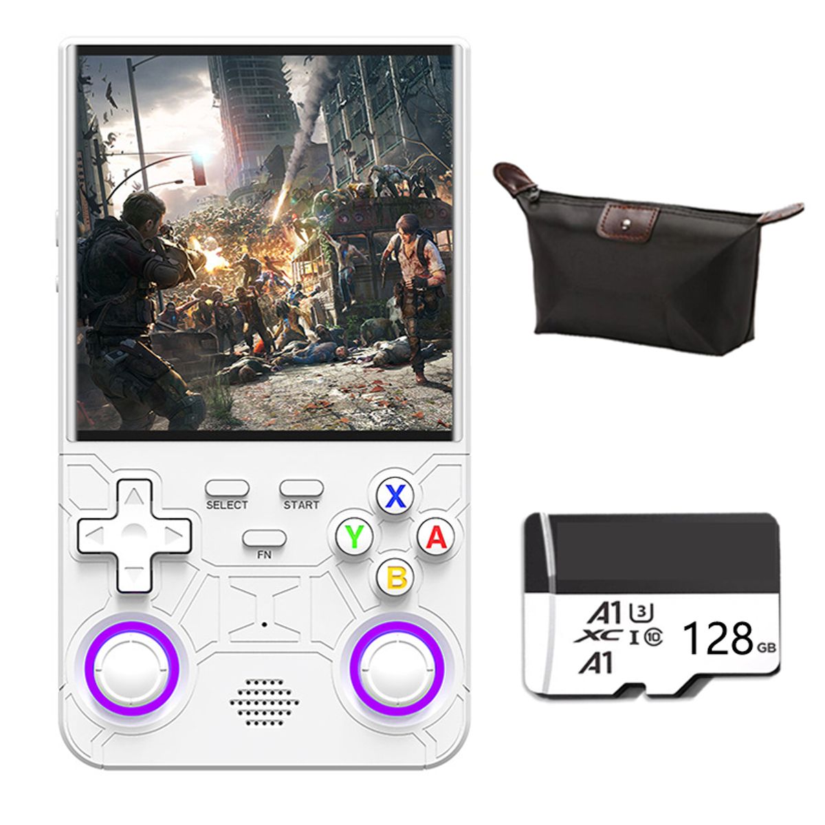 OVOTOUMI - Consola Portatil Retro Game R36S Ultra 128GB Blanco y Estuche