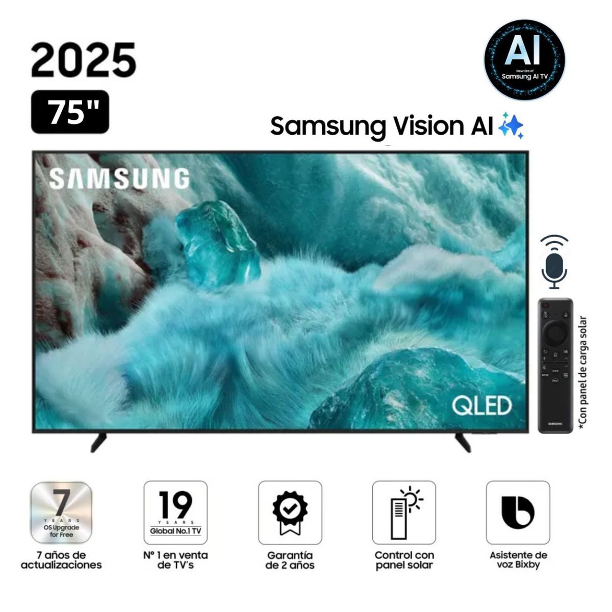 SAMSUNG - Televisor Samsung QLED 75" Visión AI Smart TV QN75Q7FAAGXPE - Nuevo 2025
