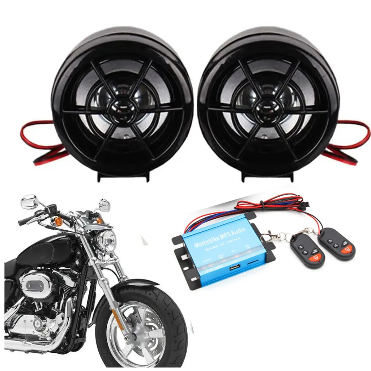 GENERICO - Alarma Estéreo Para Moto Con Parlante MP3 Bluetooth y USB