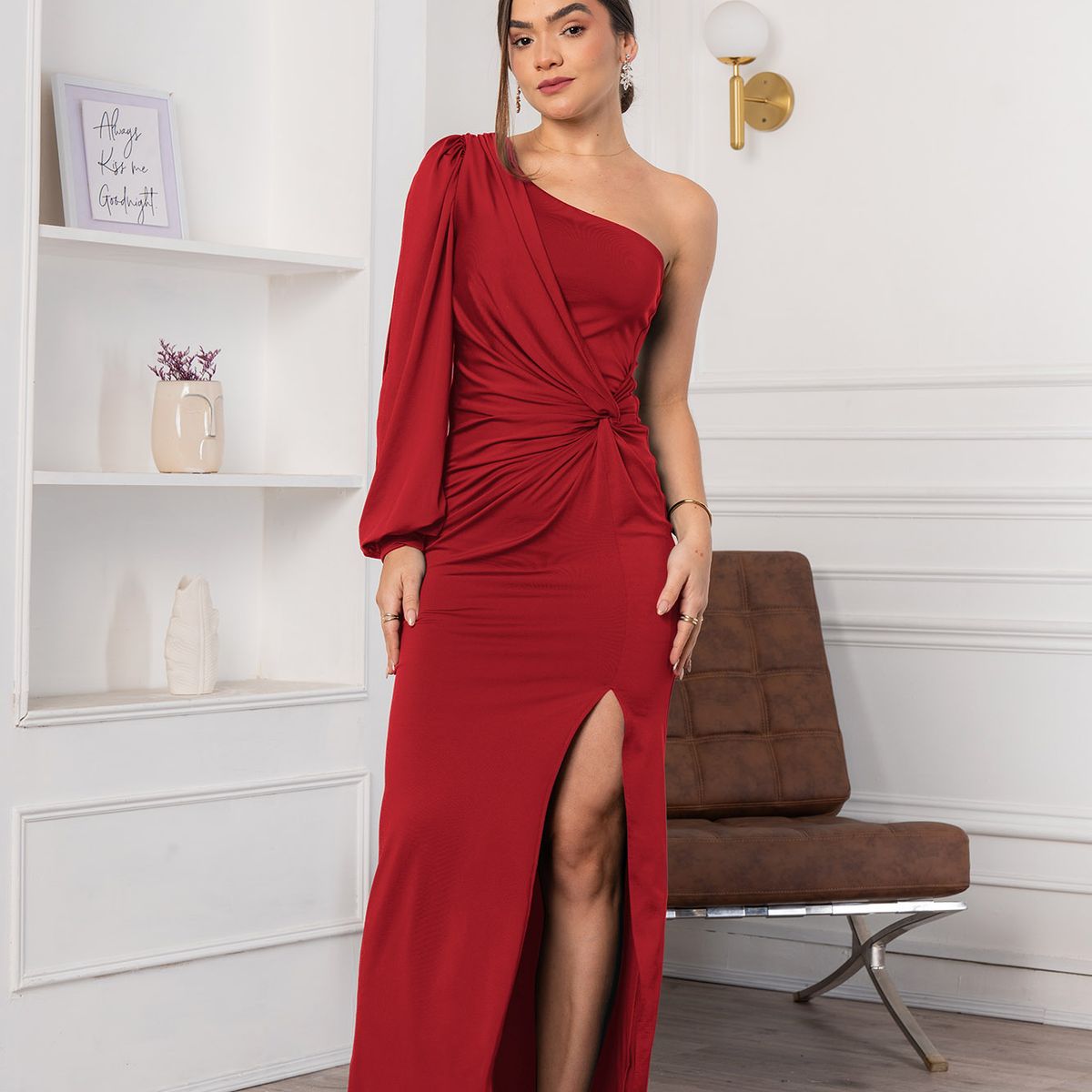 ARMA TU LOOK - VESTIDO THAIS ESCOTE ASIMETRICO DRAPEADO EN CINTURA ARMA TU LOOK