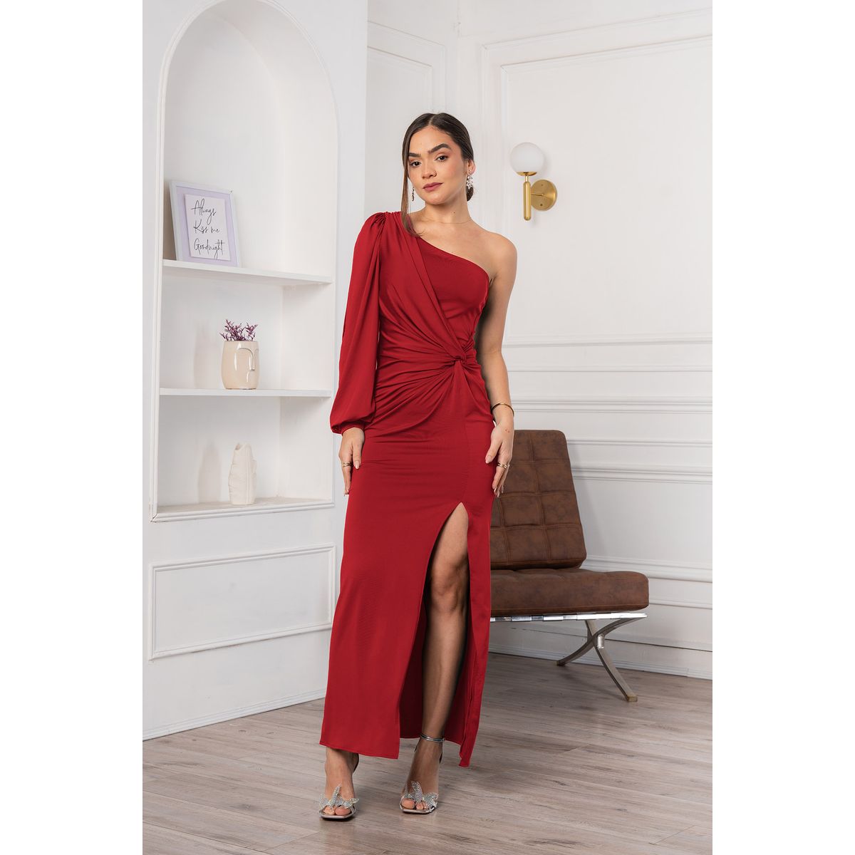 ARMA TU LOOK - VESTIDO THAIS ESCOTE ASIMETRICO DRAPEADO EN CINTURA ARMA TU LOOK