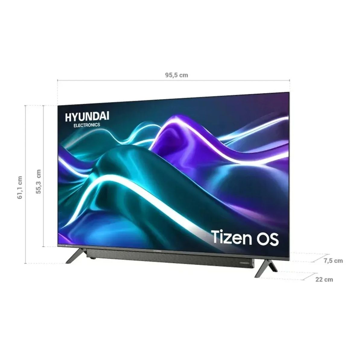 HYUNDAI - Televisor Hyundai 43 HYLED4329T LED Tizen OS Gris + Soundbar Integrado