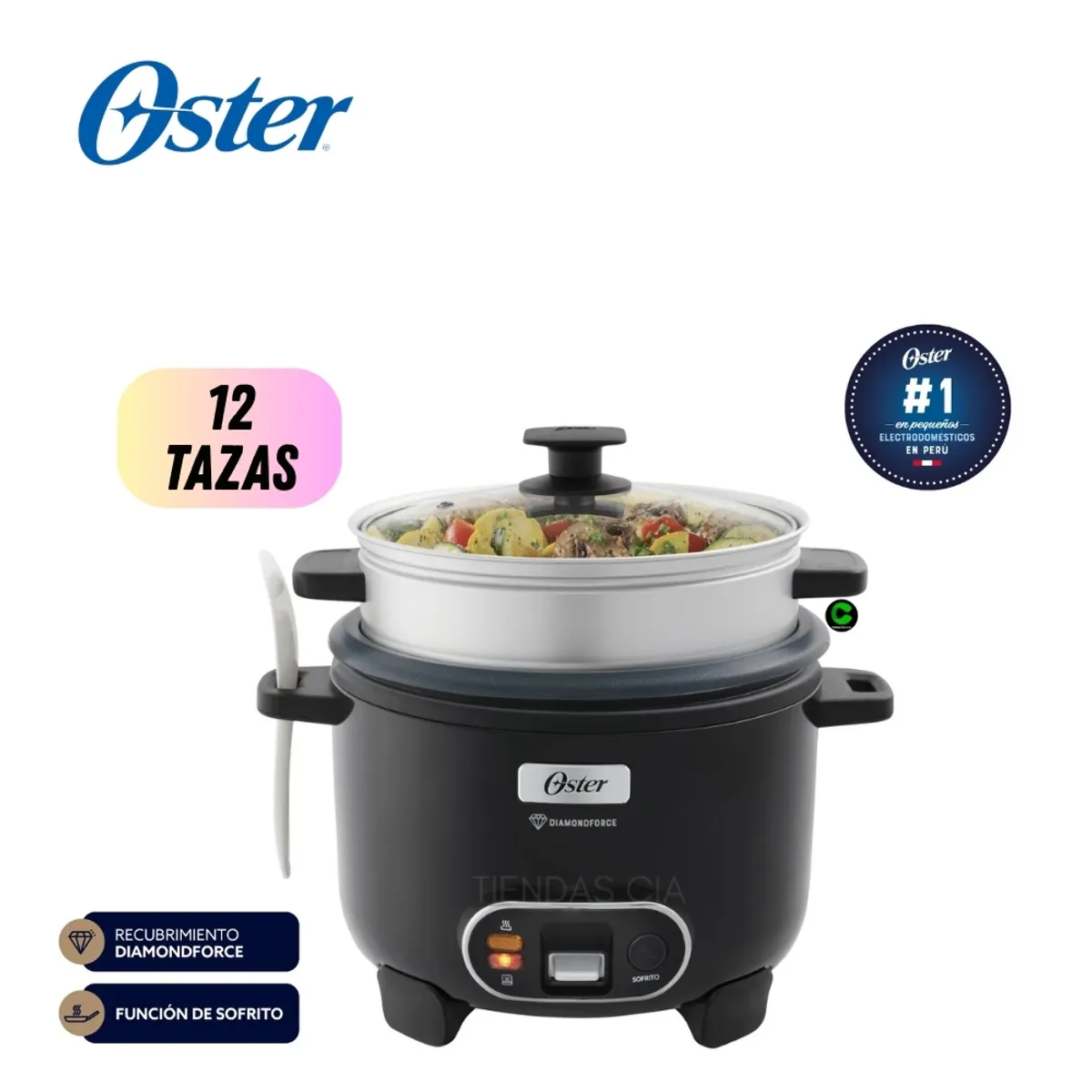 OSTER - Olla Arrocera Oster 12 Tazas con DiamondForce, CKSTRC12DFBLK