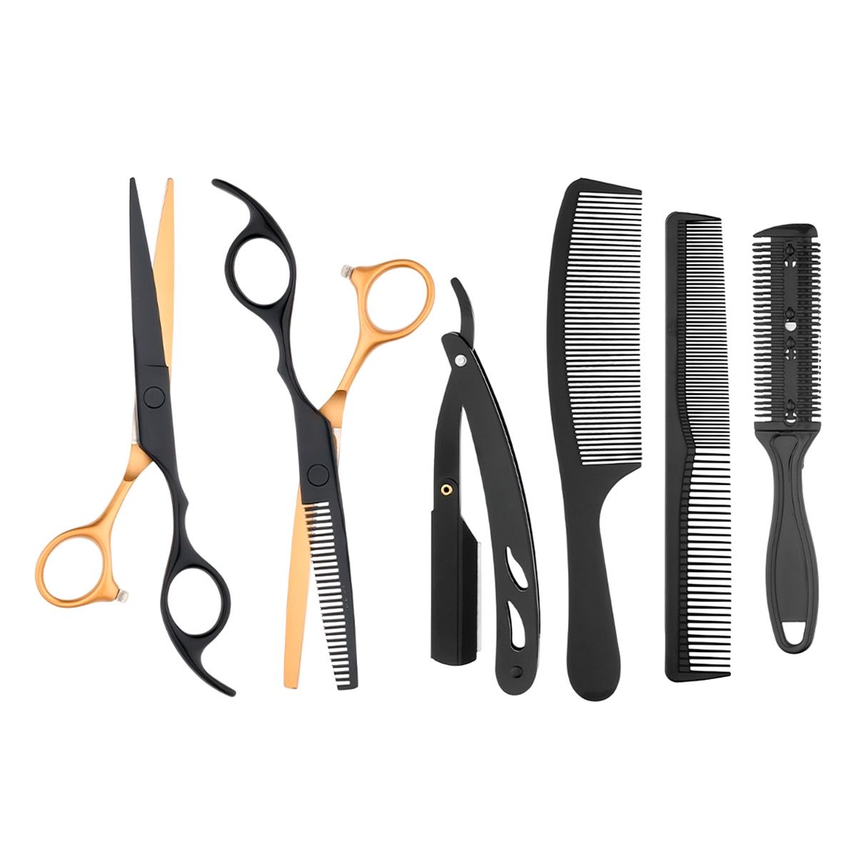 GENERICO - Tijeras Doradas Profesional Corte Pulir Navaja y Peines