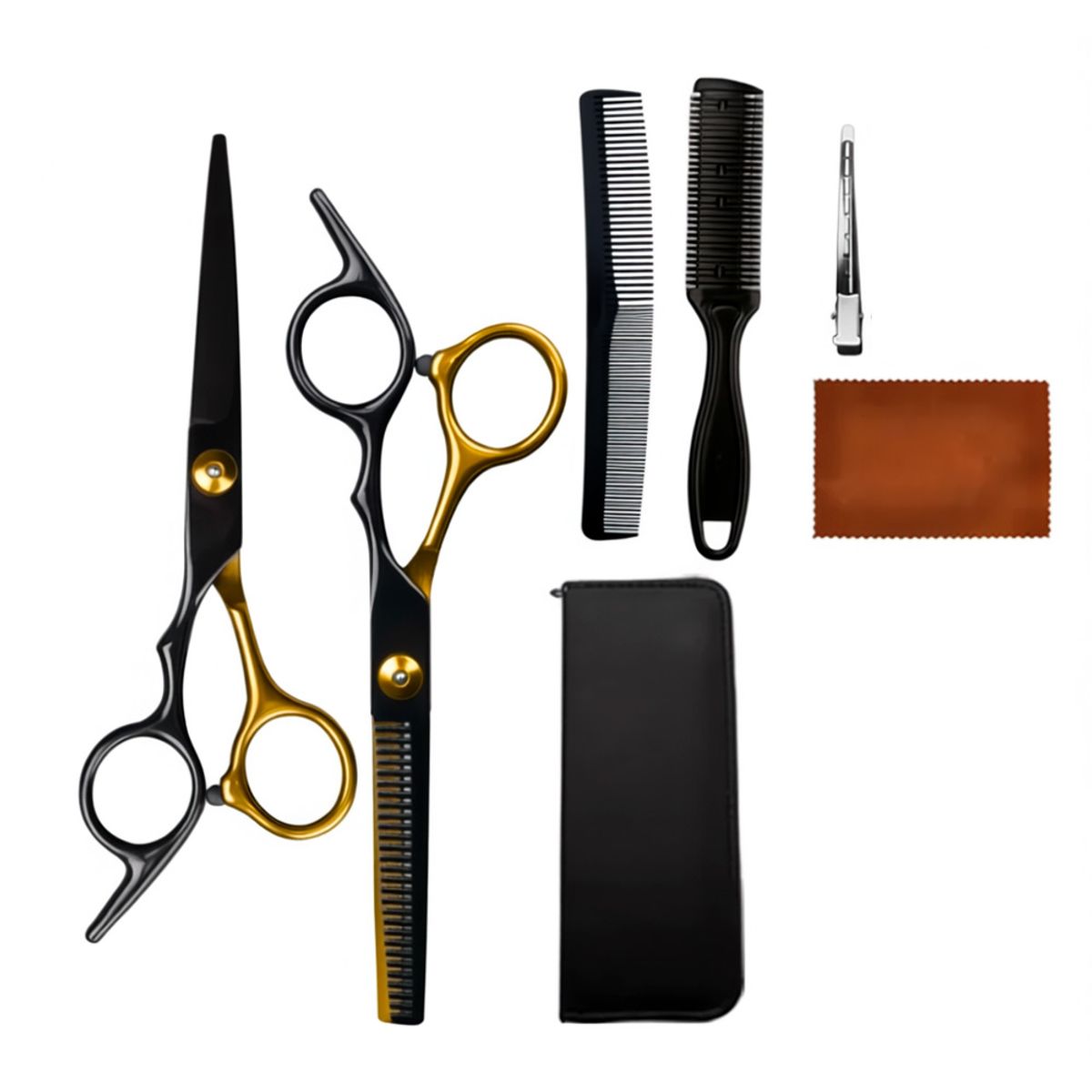 GENERICO - Tijeras Doradas Profesional Corte Pulir Navaja y Peines