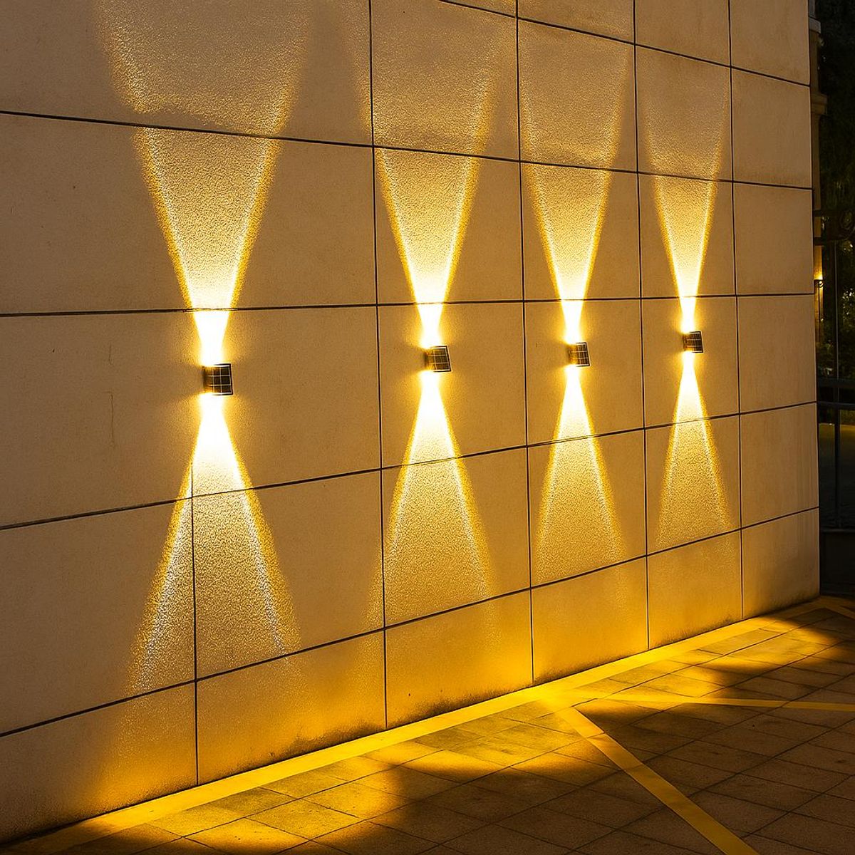 GENERICO - Lámpara solar de pared con proyección doble - Luz cálida 3000 K