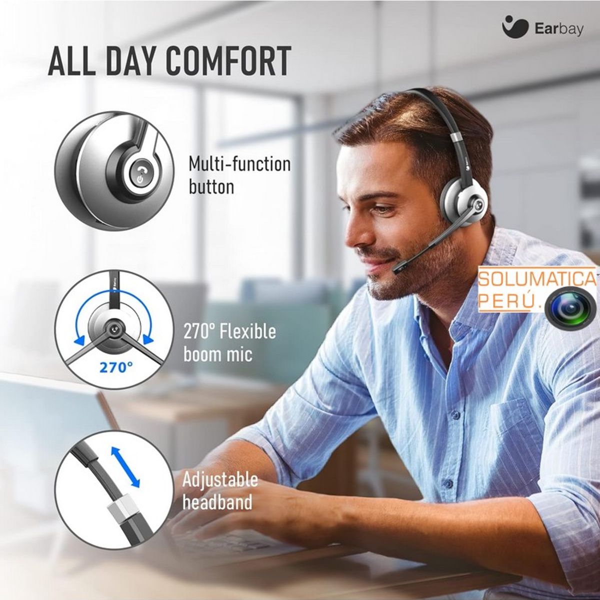 OEM - Audífono Bluetooth - Para Call Center Con Receptor USB - Ergonomico