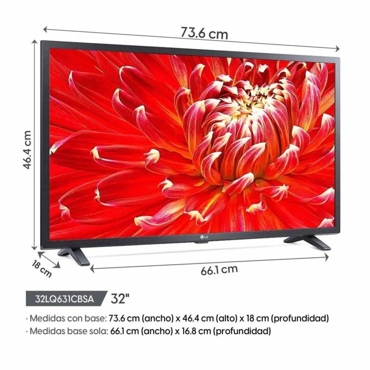 LG - Televisor LG 32LQ631CBSA HD 32 Smart TV LED con ThinQ AI