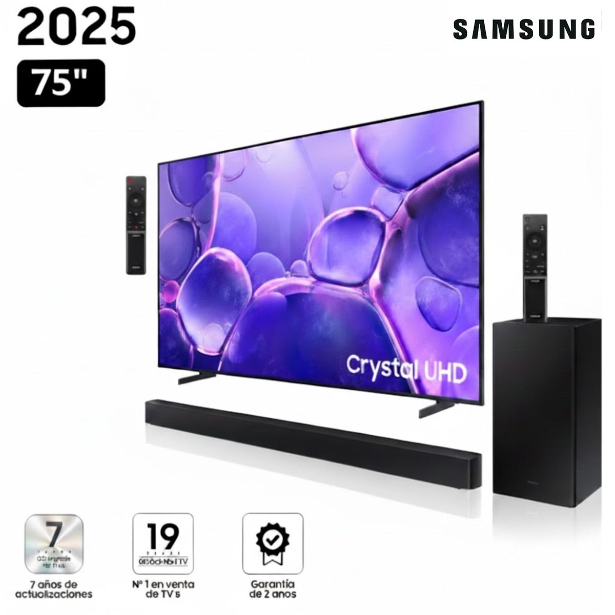 SAMSUNG - Televisor SAMSUNG 75" UN75U8000FGXPE CRYSTAL UHD  UHD 4K Smart TV +  Soundbar Samsung HW-B450F 2025