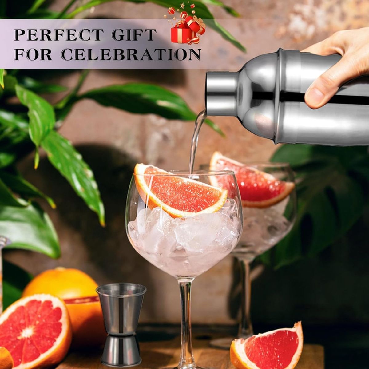 PENTHA - Set de Coctelería Profesional Inox 12 Pzs con Base de Bambú