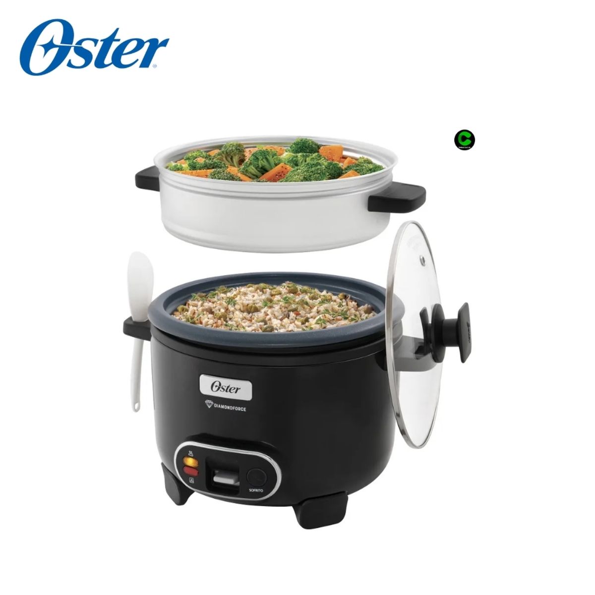 OSTER - Olla Arrocera Oster 2.6 Litros Función de Sofrito y Vaporera DiamondForce, CKSTRC15DFBLK