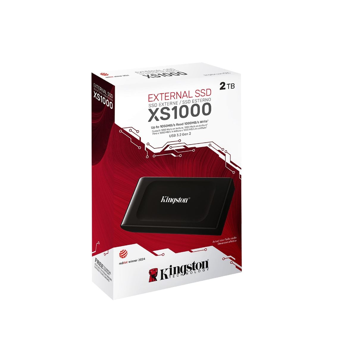 KINGSTON - Disco duro externo SSD Kingston XS1000 2TB USB 32 Negro