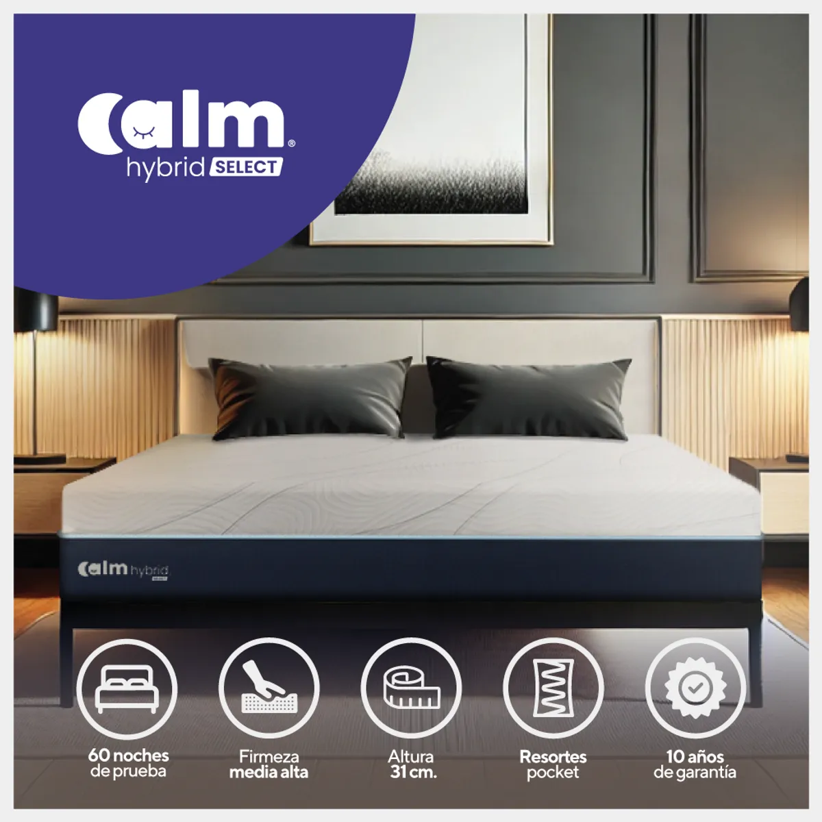 CALM - Colchon Hybrid Select 1.5 Plazas