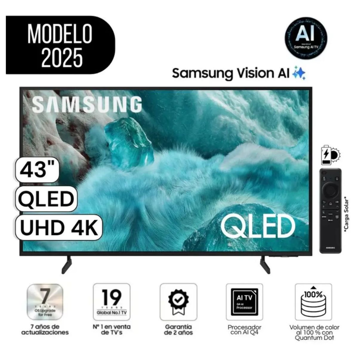 SAMSUNG - Televisor QLED 43 4K Ultra HD Tizen QN43Q7FAAGXPE - 2025