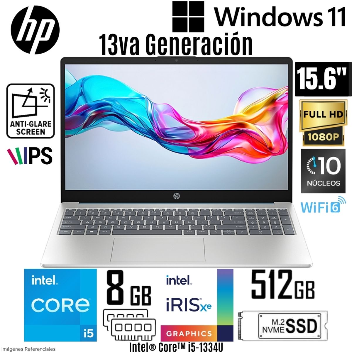 HP - Laptop HP 15-FD0254LA Intel Core i5-1334U 8GB RAM 512GB SSD 15.6"  FHD Win 11 Home - Dorado Cálido