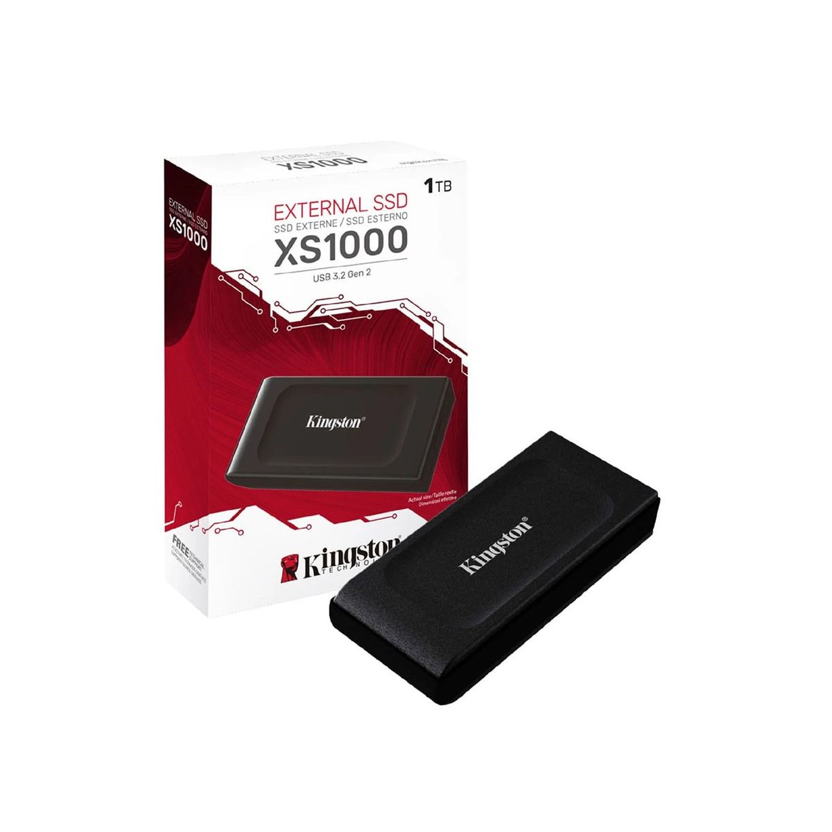 KINGSTON - Disco duro externo SSD Kingston XS1000 1TB USB 3.0 Negro