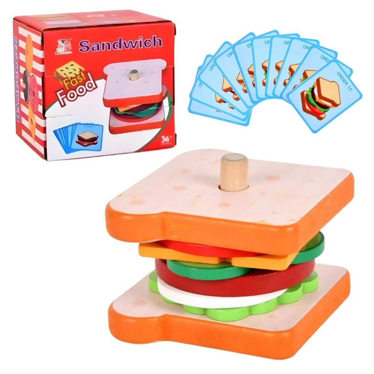 GENERICO - Juguete Apilable de Madera Sándwich Educativos para Niños